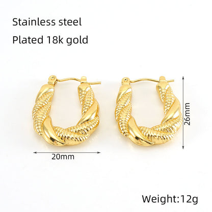 1 Pair Simple Style U Shape 304 Stainless Steel 18K Gold Plated Hoop Earrings