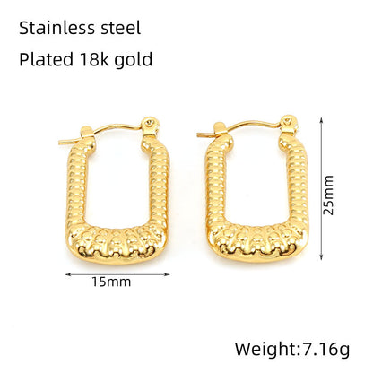 1 Pair Simple Style U Shape 304 Stainless Steel 18K Gold Plated Hoop Earrings