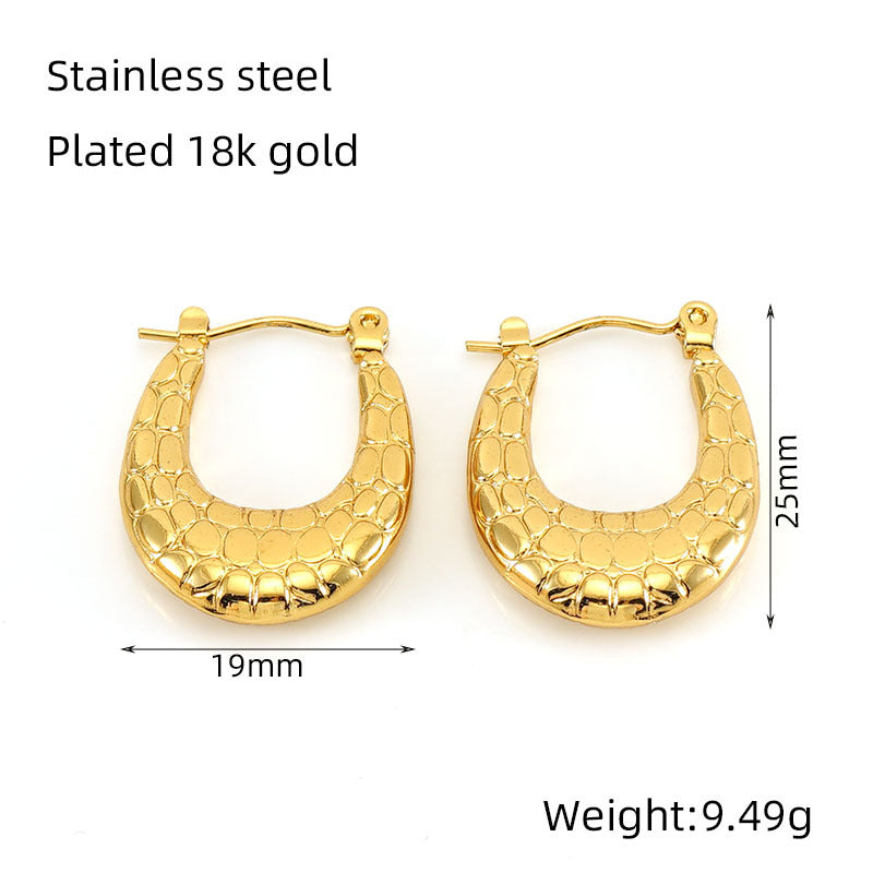 1 Pair Simple Style U Shape 304 Stainless Steel 18K Gold Plated Hoop Earrings