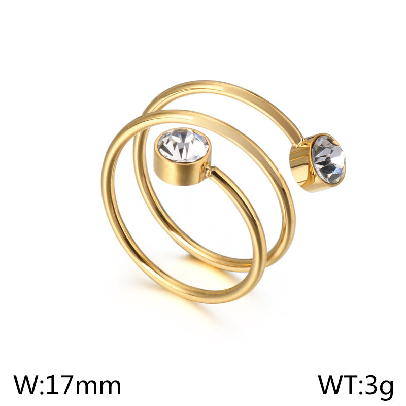 Stainless Steel 18K Gold Plated Simple Style Geometric Zircon Open Rings