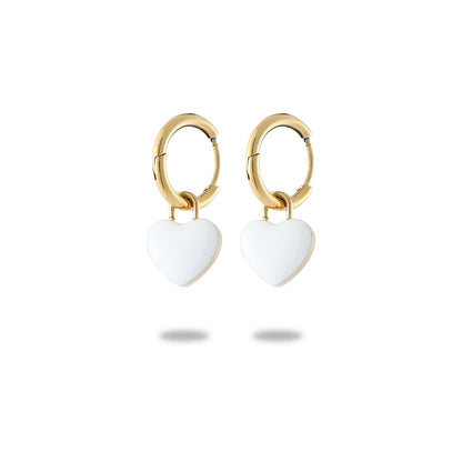 304 Stainless Steel Simple Style Enamel Plating Inlay C Shape Heart Shape Zircon Drop Earrings Ear Studs