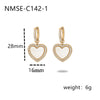 304 Stainless Steel Simple Style Enamel Plating Inlay C Shape Heart Shape Zircon Drop Earrings Ear Studs