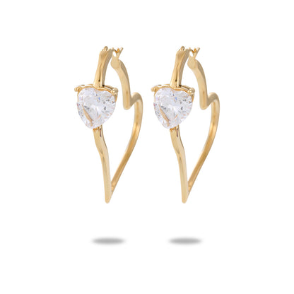 304 Stainless Steel Simple Style Enamel Plating Inlay C Shape Heart Shape Zircon Drop Earrings Ear Studs