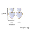 304 Stainless Steel Simple Style Enamel Plating Inlay C Shape Heart Shape Zircon Drop Earrings Ear Studs