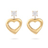 304 Stainless Steel Simple Style Enamel Plating Inlay C Shape Heart Shape Zircon Drop Earrings Ear Studs