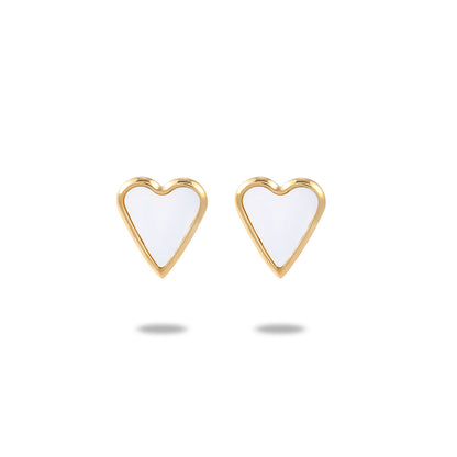 304 Stainless Steel Simple Style Enamel Plating Inlay C Shape Heart Shape Zircon Drop Earrings Ear Studs