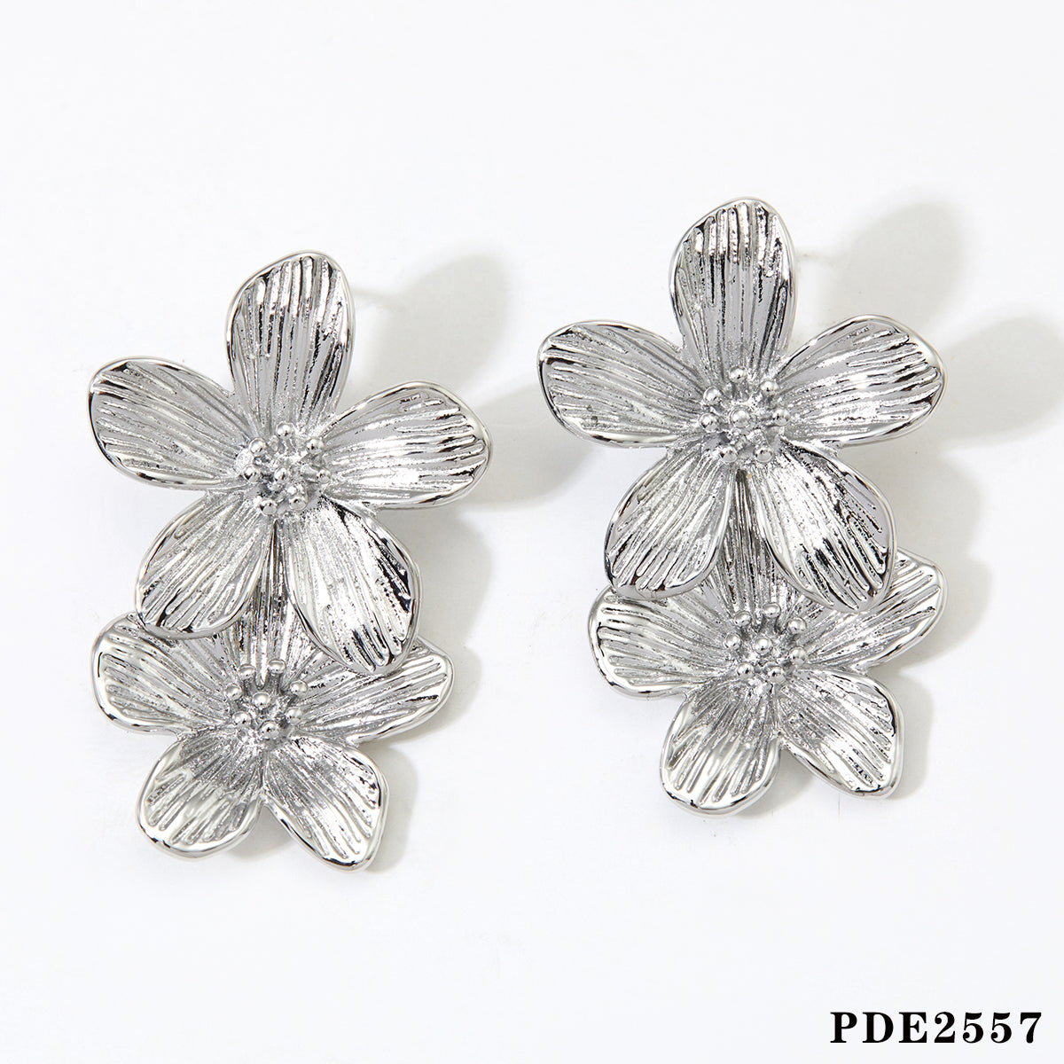 1 Pair Sweet Flower 304 Stainless Steel No Inlaid 16K Gold Plated White Gold Plated Gold Plated Drop Earrings