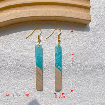 1 Pair Streetwear Geometric Letter Heart Shape Hollow Out Alloy Wood Resin Drop Earrings