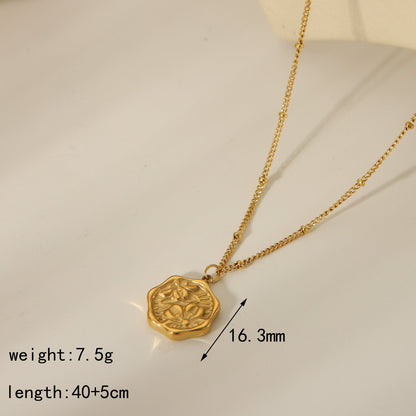 304 Stainless Steel Copper 18K Gold Plated Beach Simple Style Inlay Starfish Shell Fish Tail Artificial Pearls Zircon Pendant Necklace