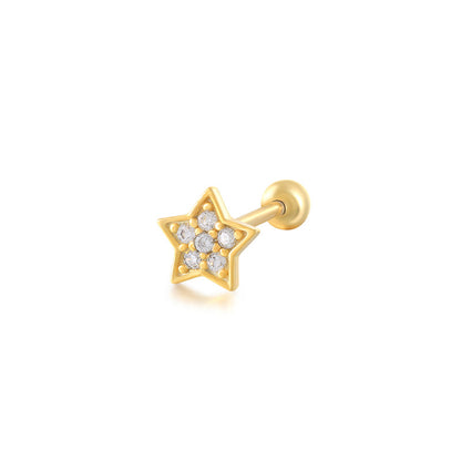 Fashion Geometric Star Sterling Silver Plating Rhinestones Ear Studs 1 Piece