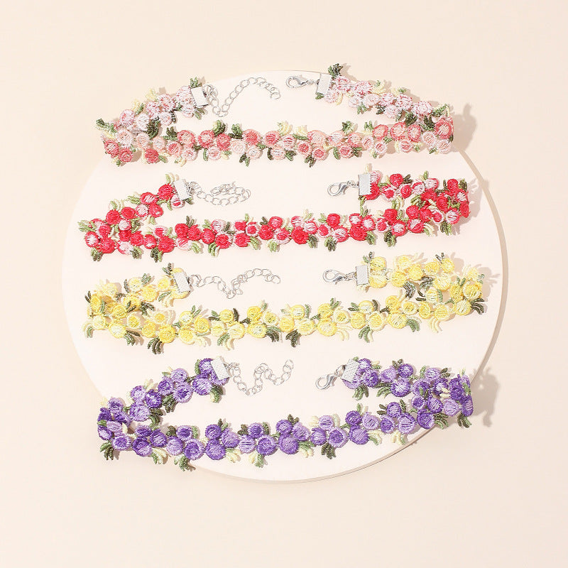 Retro Lace Tie Flower Collar Choker Short Clavicle Necklace Wholesale Gooddiy