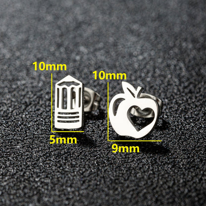 1 Pair IG Style Modern Style Sweet Mermaid Apple Strawberry Polishing Plating 304 Stainless Steel 18K Gold Plated Ear Studs