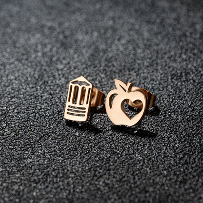 1 Pair IG Style Modern Style Sweet Mermaid Apple Strawberry Polishing Plating 304 Stainless Steel 18K Gold Plated Ear Studs