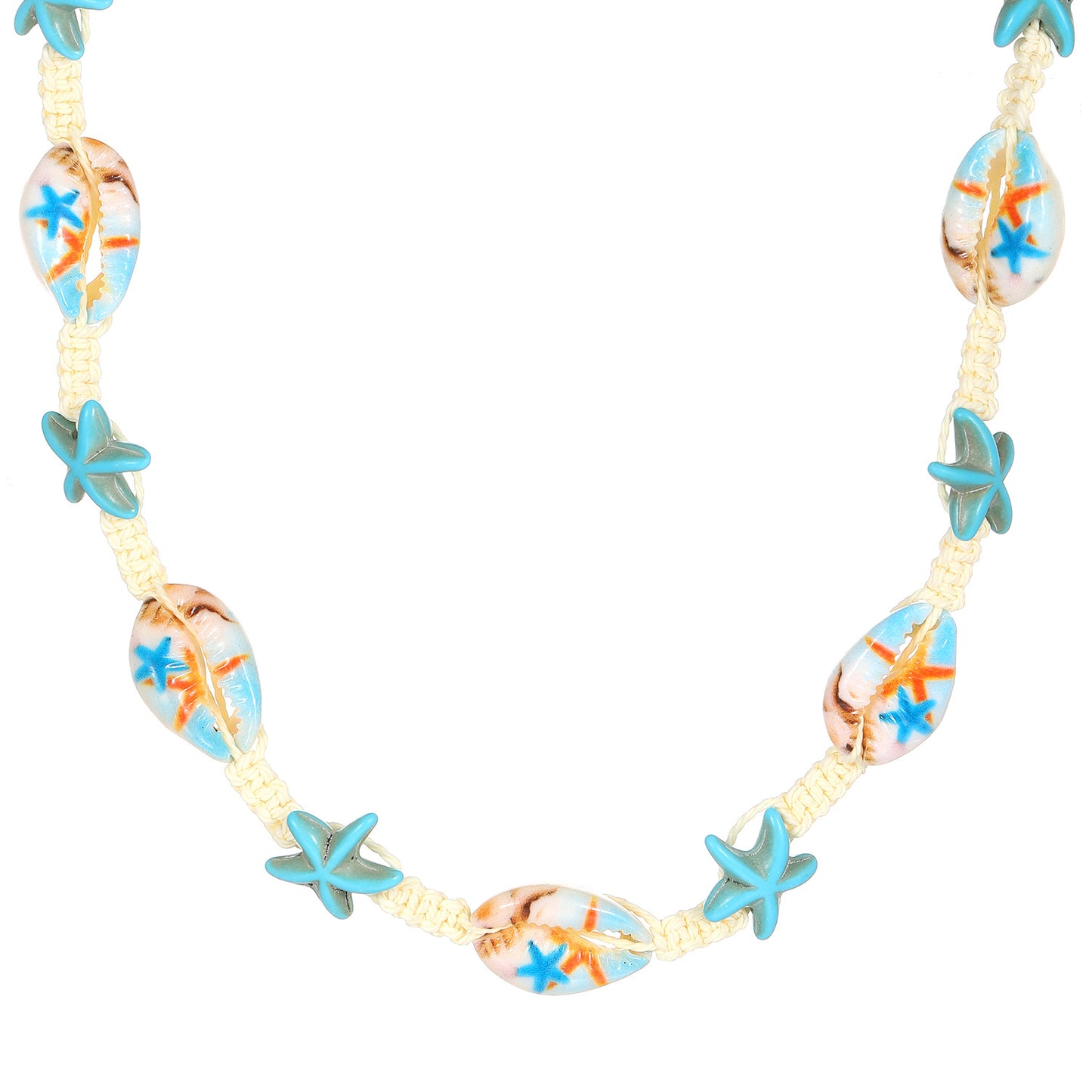 Wholesale Jewelry Retro Classic Style Starfish Shell Arylic Alloy Beaded Necklace