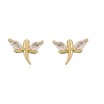 1 Pair Elegant Lady Modern Style Heart Shape Dragonfly Butterfly Plating Inlay Copper Copper Zircon Ear Studs