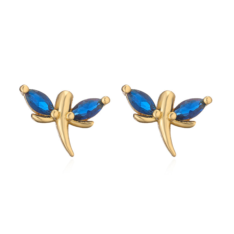 1 Pair Elegant Lady Modern Style Heart Shape Dragonfly Butterfly Plating Inlay Copper Copper Zircon Ear Studs