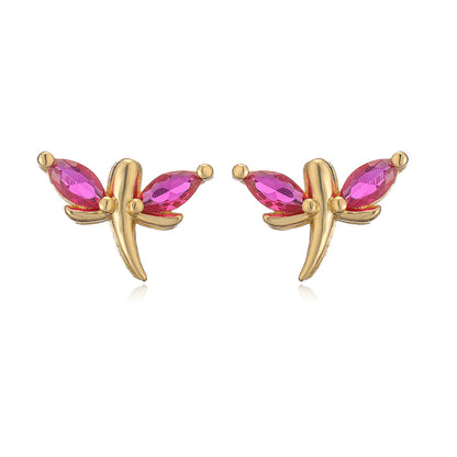 1 Pair Elegant Lady Modern Style Heart Shape Dragonfly Butterfly Plating Inlay Copper Copper Zircon Ear Studs