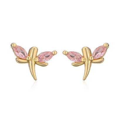 1 Pair Elegant Lady Modern Style Heart Shape Dragonfly Butterfly Plating Inlay Copper Copper Zircon Ear Studs