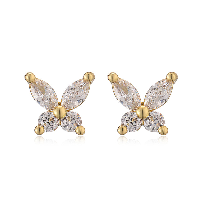 1 Pair Elegant Lady Modern Style Heart Shape Dragonfly Butterfly Plating Inlay Copper Copper Zircon Ear Studs