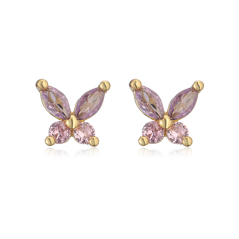 1 Pair Elegant Lady Modern Style Heart Shape Dragonfly Butterfly Plating Inlay Copper Copper Zircon Ear Studs