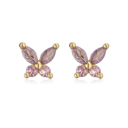 1 Pair Elegant Lady Modern Style Heart Shape Dragonfly Butterfly Plating Inlay Copper Copper Zircon Ear Studs