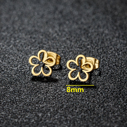 1 Pair Cute Sweet Flower Apple Polishing Plating 304 Stainless Steel 18K Gold Plated Ear Studs