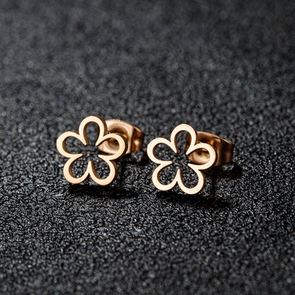 1 Pair Cute Sweet Flower Apple Polishing Plating 304 Stainless Steel 18K Gold Plated Ear Studs