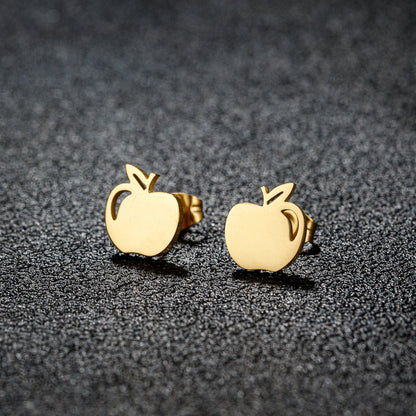 1 Pair Cute Sweet Flower Apple Polishing Plating 304 Stainless Steel 18K Gold Plated Ear Studs