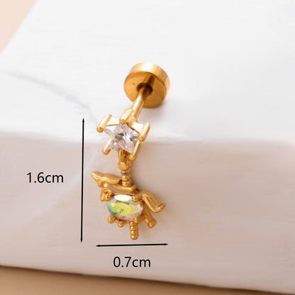 1 Piece Ear Cartilage Rings & Studs Classic Style Snake Butterfly Copper Polishing Inlay Zircon 18K Gold Plated Ear Cartilage Rings & Studs