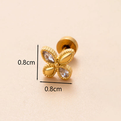 1 Piece Ear Cartilage Rings & Studs Classic Style Snake Butterfly Copper Polishing Inlay Zircon 18K Gold Plated Ear Cartilage Rings & Studs