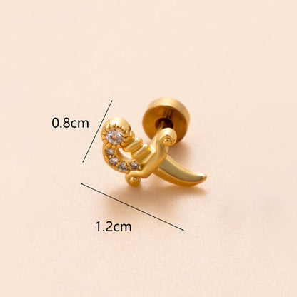 1 Piece Ear Cartilage Rings & Studs Classic Style Snake Butterfly Copper Polishing Inlay Zircon 18K Gold Plated Ear Cartilage Rings & Studs