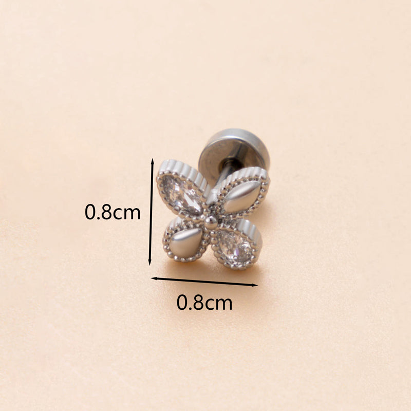 1 Piece Ear Cartilage Rings & Studs Classic Style Snake Butterfly Copper Polishing Inlay Zircon 18K Gold Plated Ear Cartilage Rings & Studs