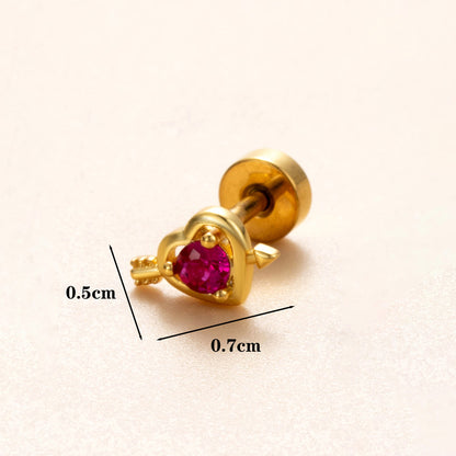 1 Piece Ear Cartilage Rings & Studs Simple Style Classic Style Star Heart Shape Copper Polishing Inlay Diamond 18K Gold Plated Ear Cartilage Rings & Studs