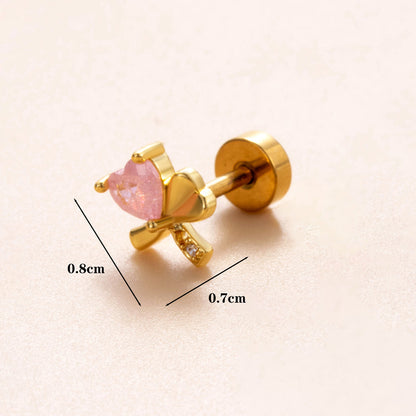 1 Piece Ear Cartilage Rings & Studs Simple Style Classic Style Star Heart Shape Copper Polishing Inlay Diamond 18K Gold Plated Ear Cartilage Rings & Studs