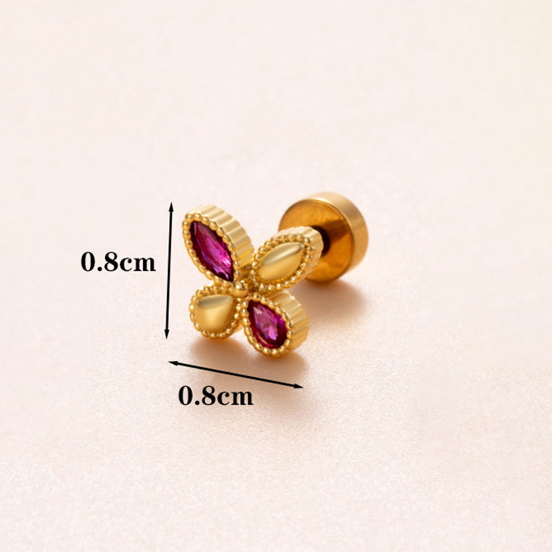 1 Piece Ear Cartilage Rings & Studs Simple Style Classic Style Star Heart Shape Copper Polishing Inlay Diamond 18K Gold Plated Ear Cartilage Rings & Studs