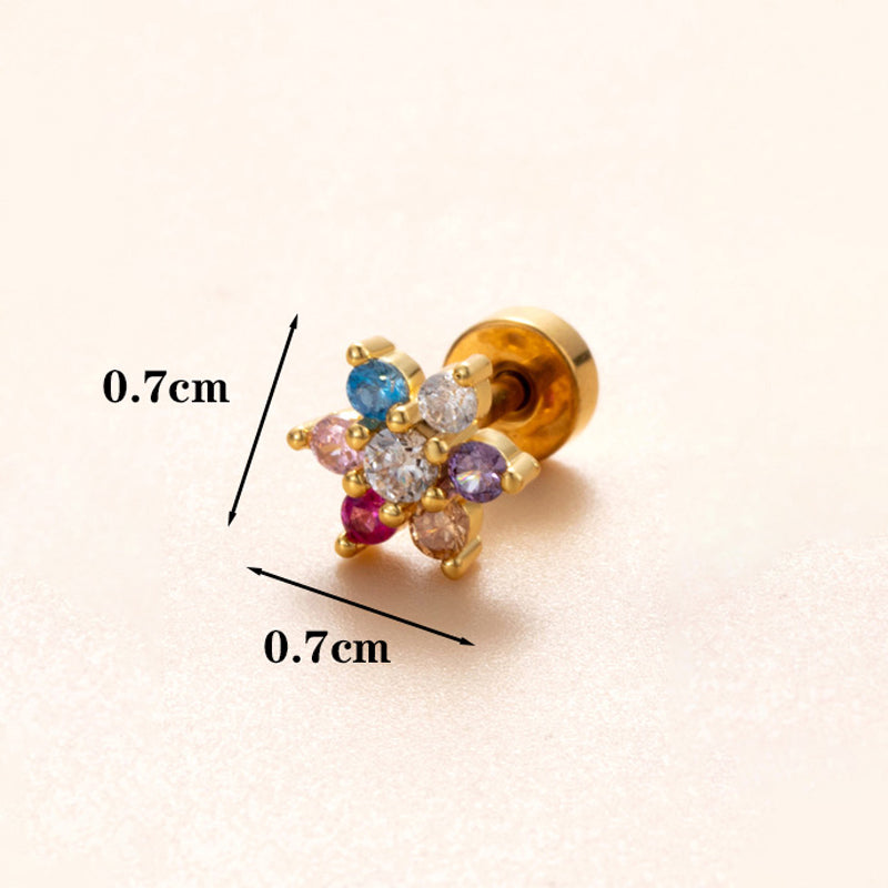 1 Piece Ear Cartilage Rings & Studs Simple Style Classic Style Star Heart Shape Copper Polishing Inlay Diamond 18K Gold Plated Ear Cartilage Rings & Studs