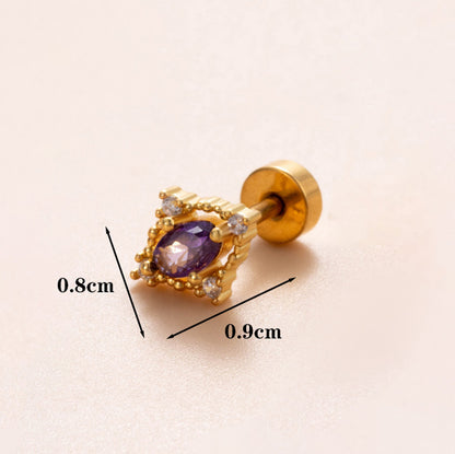 1 Piece Ear Cartilage Rings & Studs Simple Style Classic Style Star Heart Shape Copper Polishing Inlay Diamond 18K Gold Plated Ear Cartilage Rings & Studs