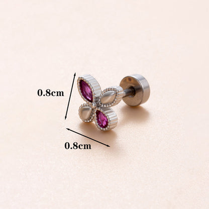 1 Piece Ear Cartilage Rings & Studs Simple Style Classic Style Star Heart Shape Copper Polishing Inlay Diamond 18K Gold Plated Ear Cartilage Rings & Studs