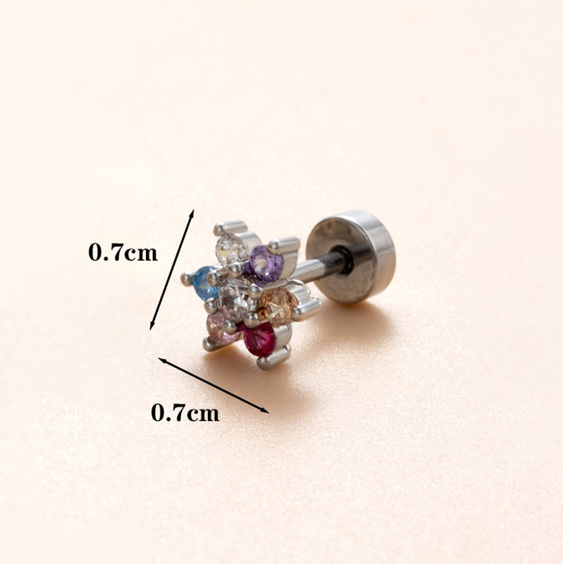 1 Piece Ear Cartilage Rings & Studs Simple Style Classic Style Star Heart Shape Copper Polishing Inlay Diamond 18K Gold Plated Ear Cartilage Rings & Studs