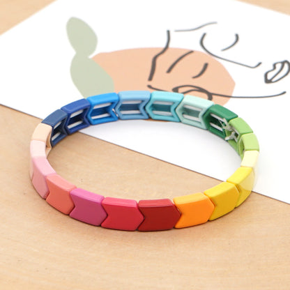 Fashion Couple Rainbow Enamel Alloy Bracelet