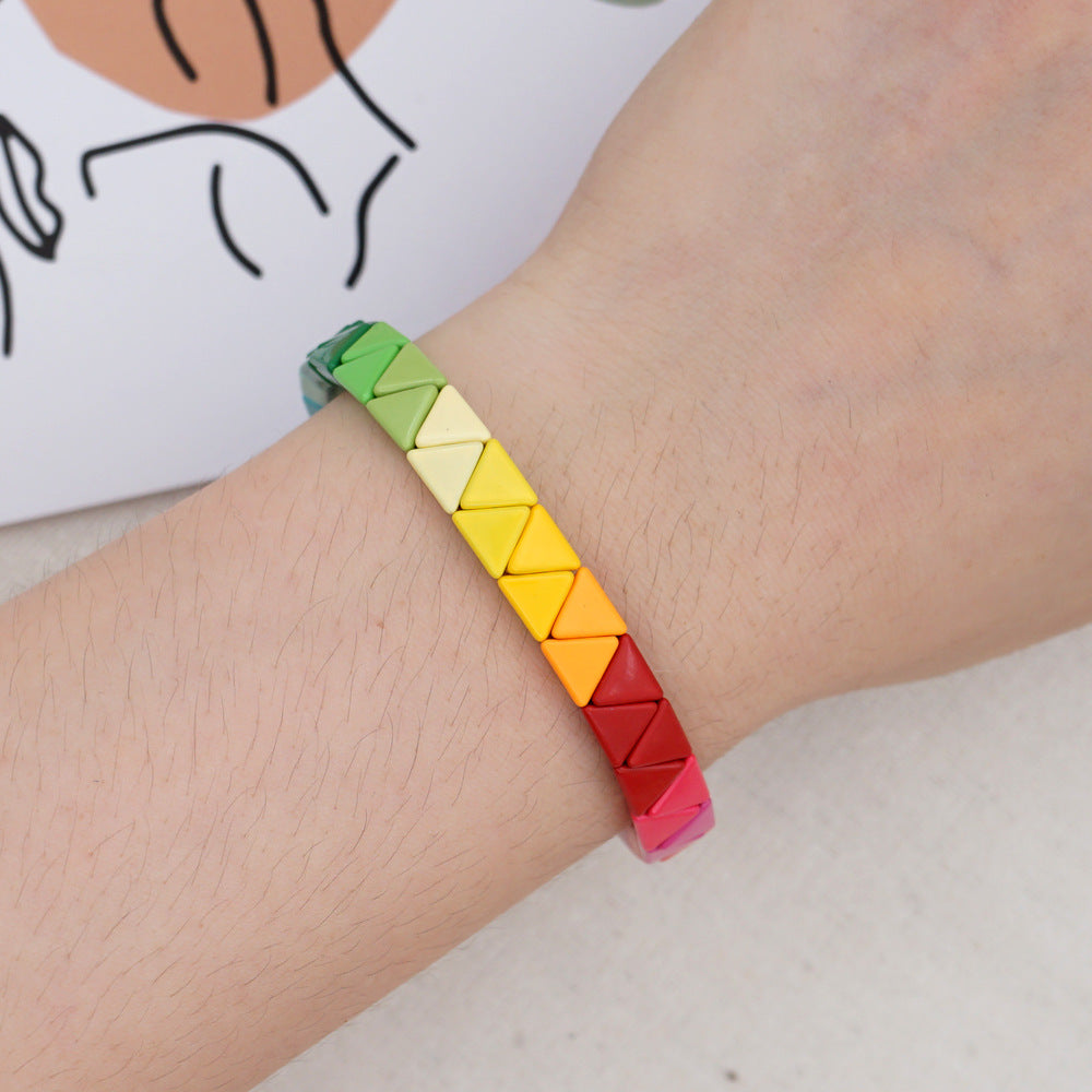 Fashion Couple Rainbow Enamel Alloy Bracelet