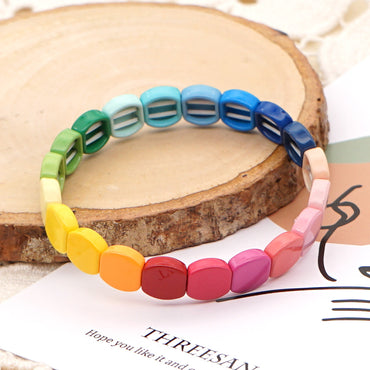 Fashion Couple Rainbow Enamel Alloy Bracelet