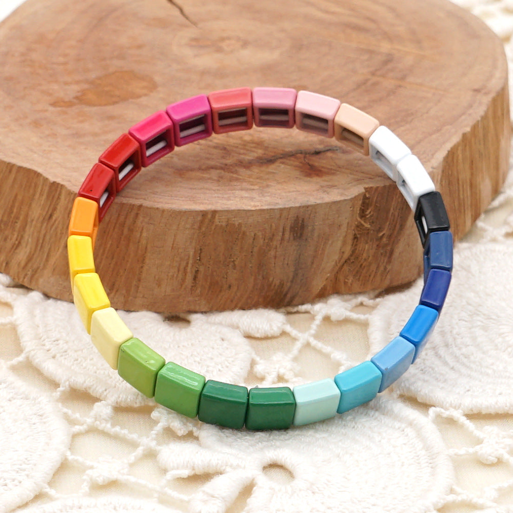 Fashion Couple Rainbow Enamel Alloy Bracelet