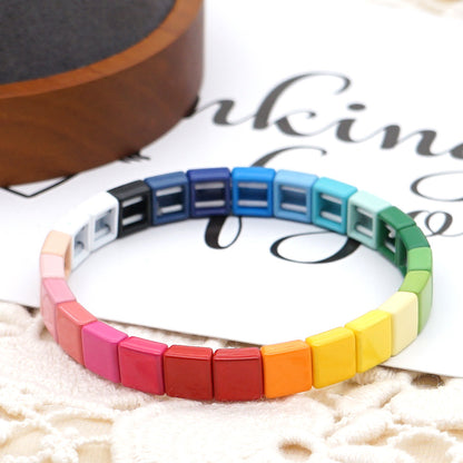 Fashion Couple Rainbow Enamel Alloy Bracelet