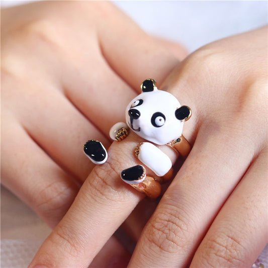 Fashion Panda Iron Copper Enamel Plating Women's Open Ring 1 Set