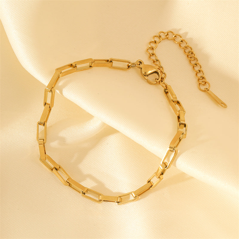 Simple Style Solid Color Stainless Steel 18K Gold Plated Bracelets In Bulk