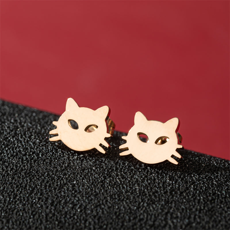 1 Pair Cute Basic Sweet Animal Cat Polishing Plating 304 Stainless Steel 18K Gold Plated Ear Studs