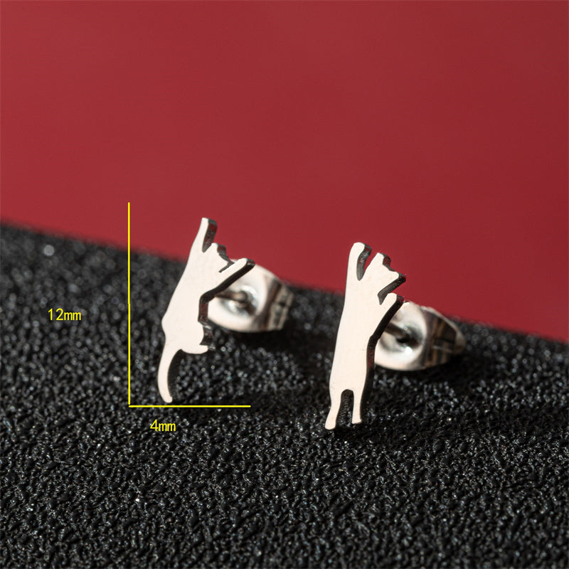 1 Pair Cute Basic Sweet Animal Cat Polishing Plating 304 Stainless Steel 18K Gold Plated Ear Studs