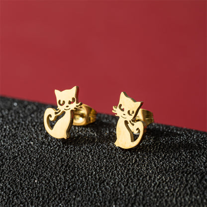 1 Pair Cute Basic Sweet Animal Cat Polishing Plating 304 Stainless Steel 18K Gold Plated Ear Studs