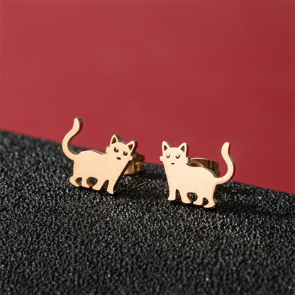 1 Pair Cute Basic Sweet Animal Cat Polishing Plating 304 Stainless Steel 18K Gold Plated Ear Studs